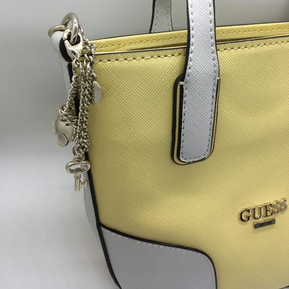 Yellow and White Guess Mini Crossbody Bag - Picture 4 of 16